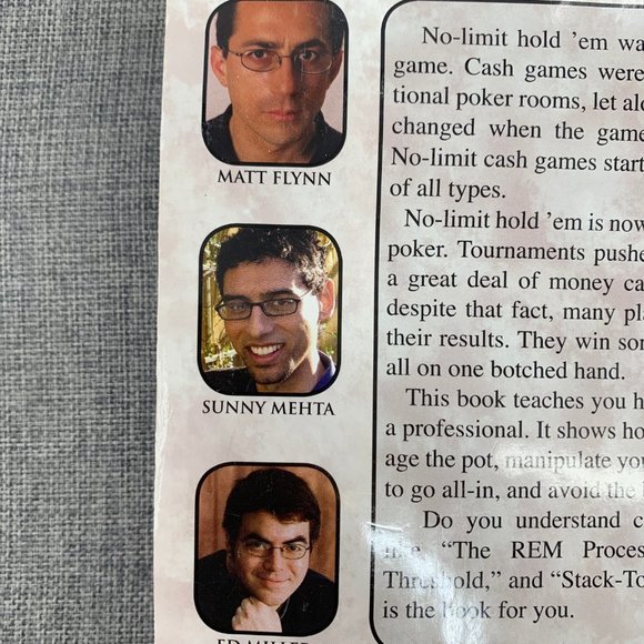 Professional No-Limit Hold 'em Book Volume 1 Pokers Cards By Matt Flynn Sunny - Picture 7 of 10